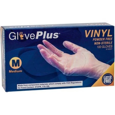 AMMEX Vinyl Disposable Gloves, 4 mil Palm, Vinyl, Powder-Free, M, Clear IVPF44100